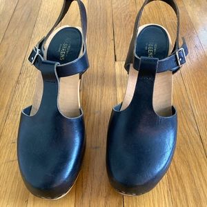Swedish Hasbeens, Sky High T-Strap Clog.
